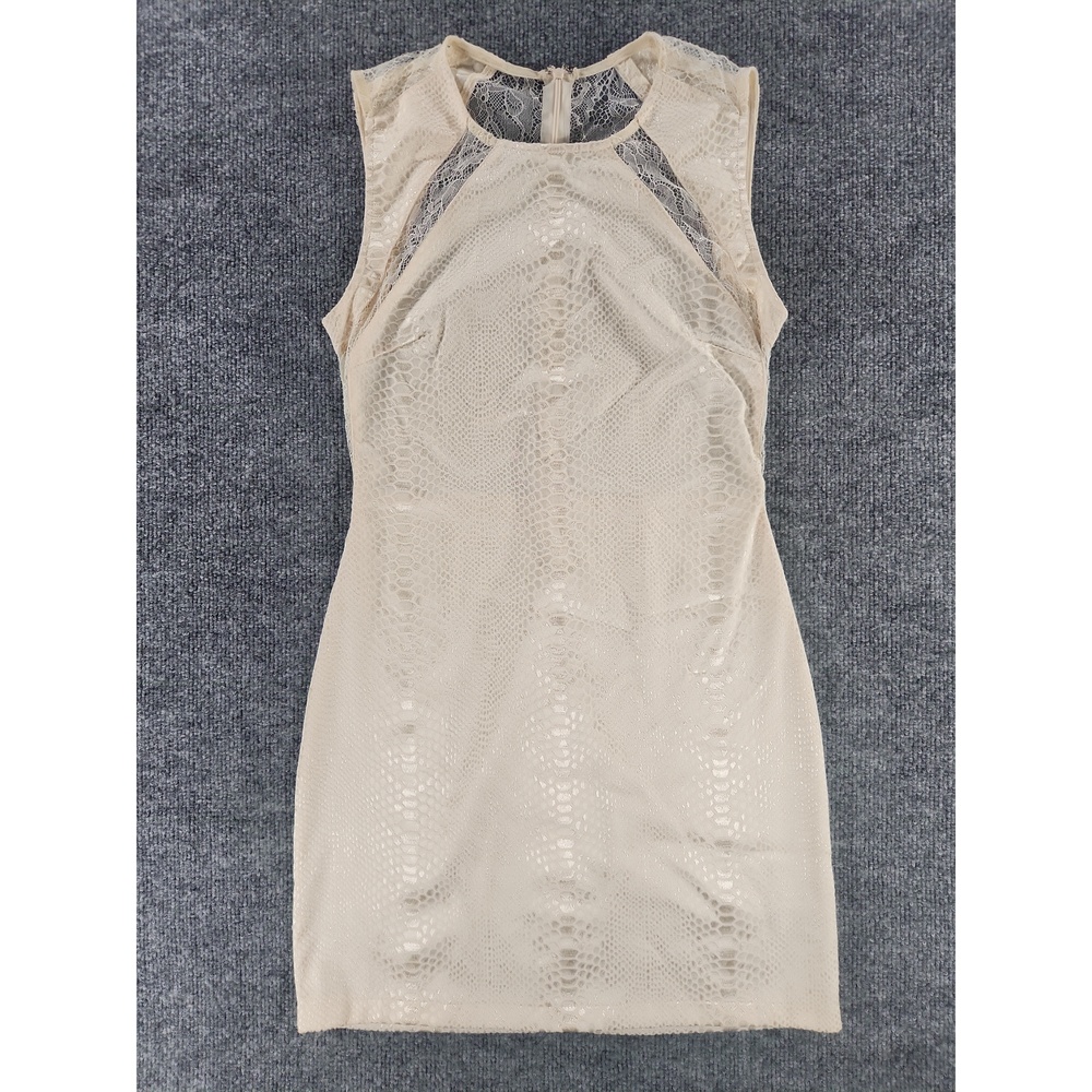 Size M Sleeveless Mini Dress Lace Snakeskin Embossed Textured Bodycon Party Club